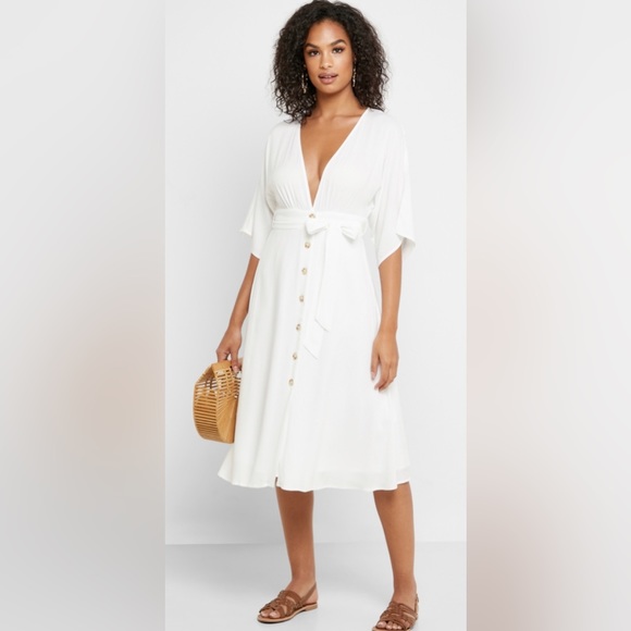 NWT Plunging Button-Front Knee-Length Dress - Picture 6 of 6